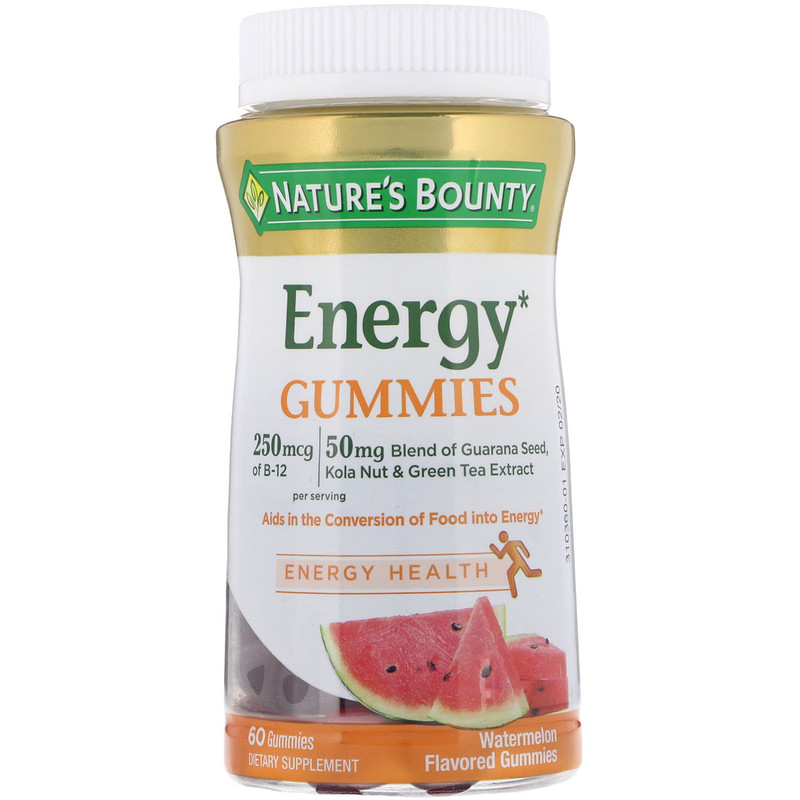Nature's Bounty, Energy Gummies, Watermelon Flavored, 60 Gummies