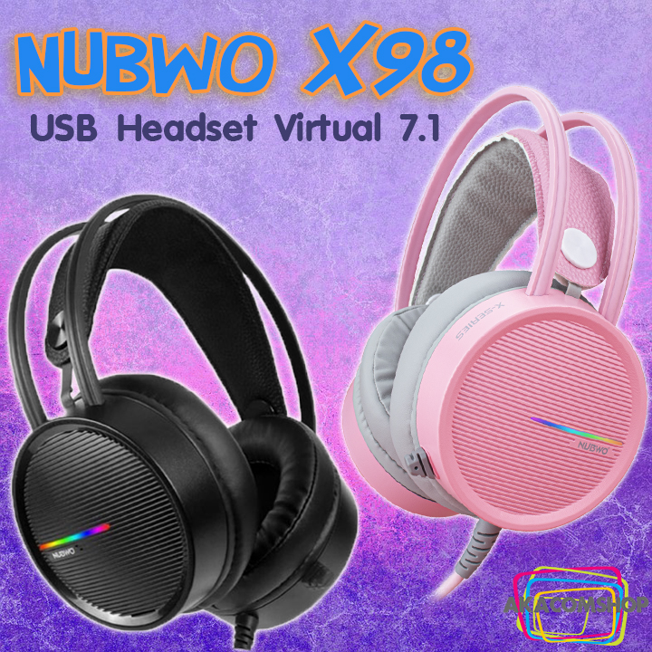 หูฟังเกมมิ่ง Usb Virtual 7.1 Gaming Headphone Nubwo X98 ดำ ชมพู
