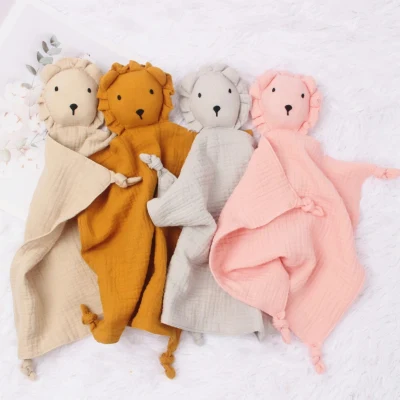 30x30cm Muslin Baby Bib baby blankets wind baby cotton gauze comfort towel muslin baby sleeping doll lion saliva towel