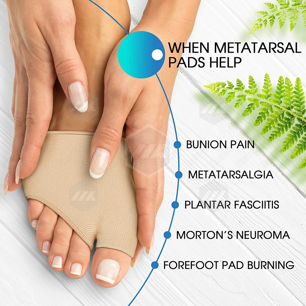 MK 2 Pcs ซิลิโคนเจล Half Insoles สำหรับ Metatarsal Forefoot Pain Relief ...