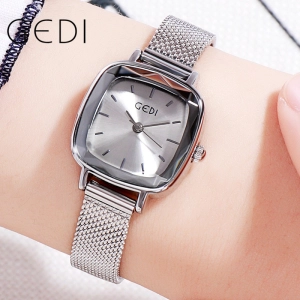 สินค้า GEDI 13022 W แฟชั่น สายพานตาข่าย สแควร์ นาฬิกาหญิง ความเรียบง่าย แฟชั่น ควอตซ์ ดู แนวโน้ม ญี่ปุ่นและเกาหลี