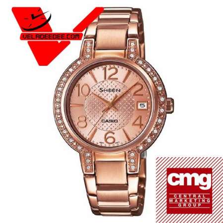 veladeedee.com Casio Sheen นาฬิกาข้อมือผู้หญิง สายสแตนเลส รุ่น SHE-4804PG-9A - สีทองชมพู