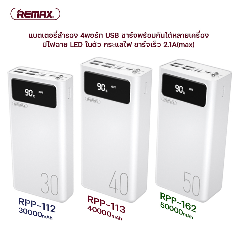 แบตเตอรี่สำรอง REMAX รุ่น RPP-112 และรุ่น 113-162 พาวเวอร์แบงค์ ความจุ ...