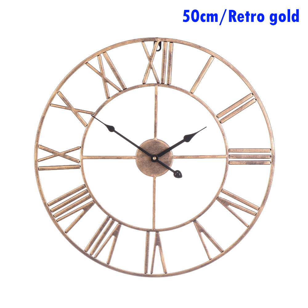 Iron Home Decoration Metal Garden Roman Numeral Wall Clock Quartz Watch ...
