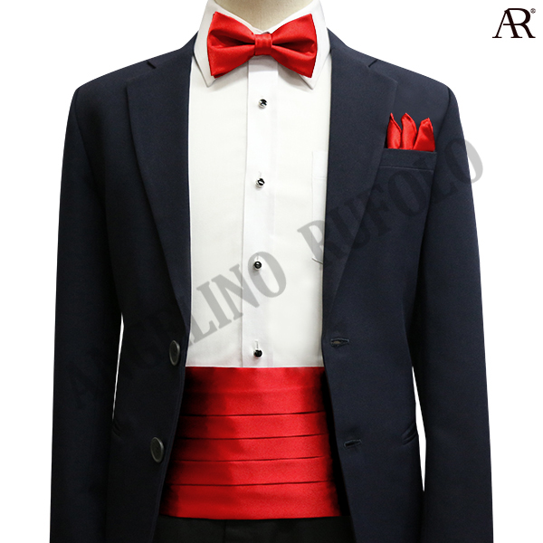 ANGELINO RUFOLO Cummerbund(ผ้าคาดเอวทักซิโด้) ผ้าไหมทออิตาลี่คุณภาพเยี่ยม Tuxedoผู้ชาย สีดำ/ขาว/กรมท่า/แดง/ทอง/ครีม/เทา