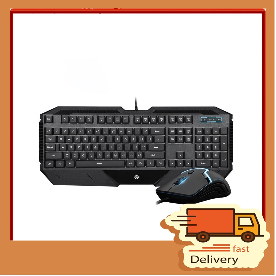 คีย์บอร์ดพร้อมเมาส์ HP สำหรับเล่นเกม ทนทาน ใช้งานได้นาน Gaming Mouse