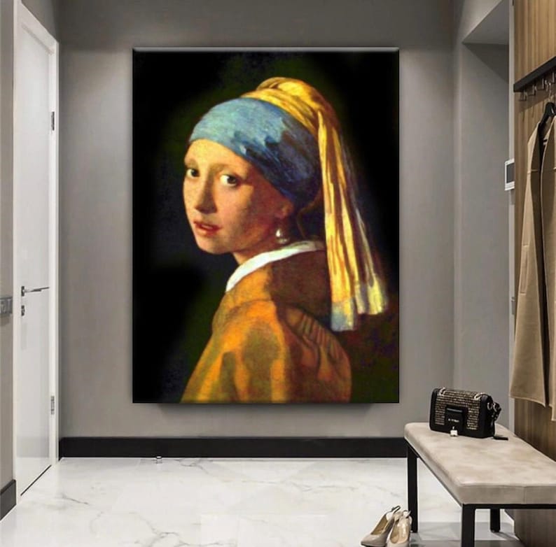Johanna Vermeer Girl With a Pearl earring Fine Art ห้องนั่งเล่นที่มี ...