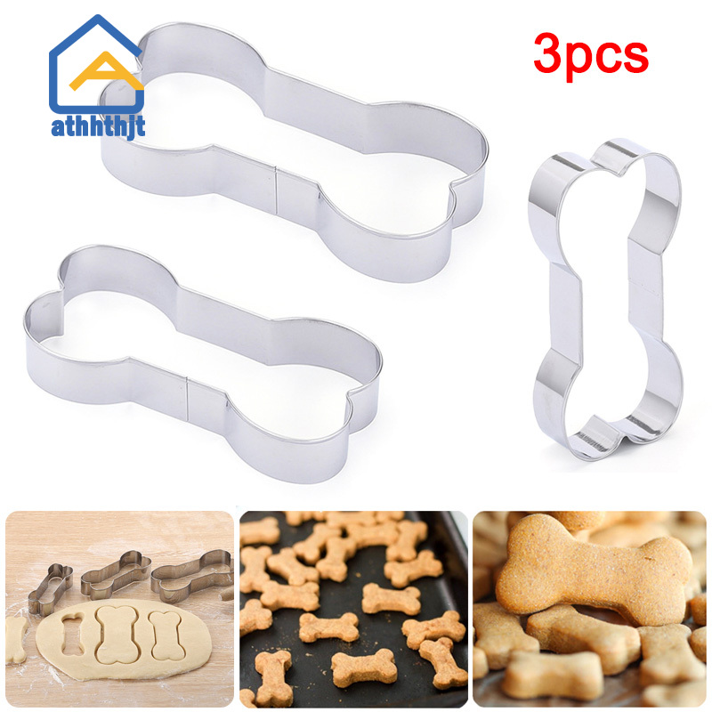3pcs Set Cake Cookie Mould Cutter Dog Bone Shape Stainless Steel DIY Kitchen Mold athhthjt
