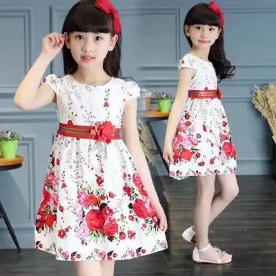 Kids Dresses for Girls Clothing 2020 Summer Style Floral Print Girl Princess Party Dress Baby Kids Clothes Casual Sundress 3-14T