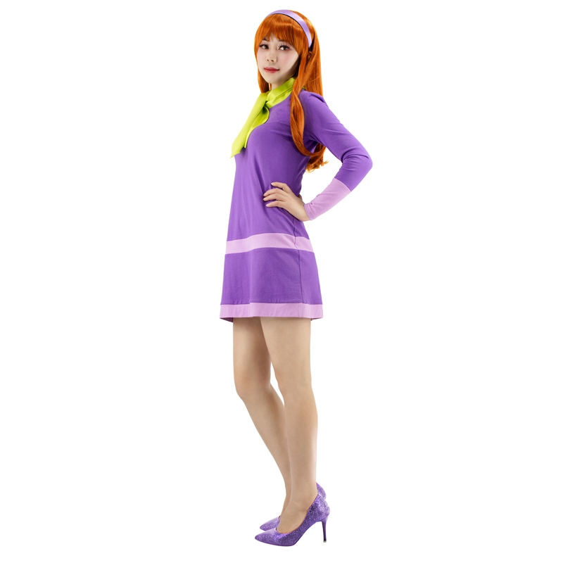 ♠∈ Dazcos Daphne Cosplay Costume Daphne Purple Dress Women Halloween