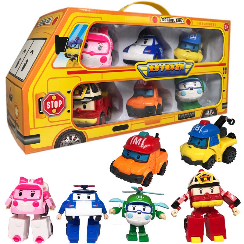 6PCS ใบอนุญาตแท้ Robocar Poli ดั้งเดิมสามารถเป็นหุ่นยนต์สามารถเป็น ...