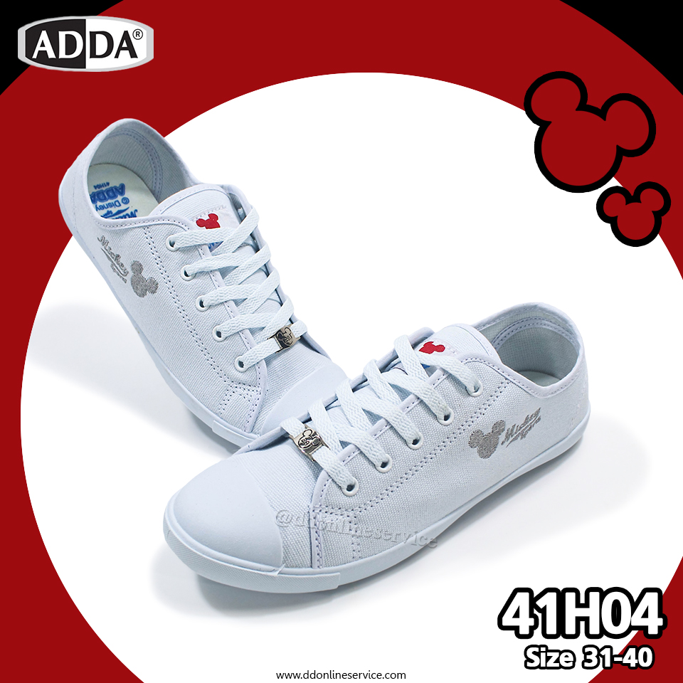 ADDA รองเท้าผ้าใบ รองเท้าพละ รองเท้านักเรียน สีขาว ลายมิกกี้เม้าส์ mickey Adda 41H04 ของแท้