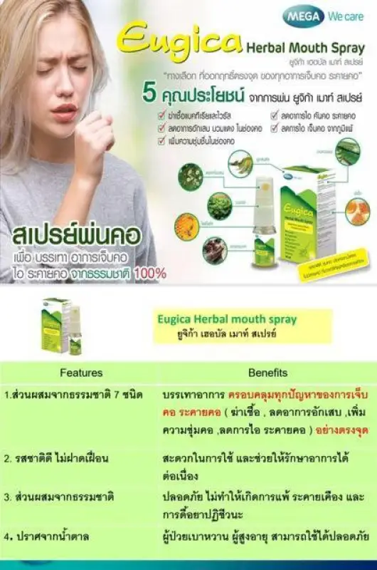 ภาพสินค้าMega We Care E Herbal Mouth Spray 10ml เมก้าวีแคร์ ยูจิก้า เฮอร์บอล เม้าท์ สเปรย์ 10 มล. จากร้าน pmn healthcare บน Lazada ภาพที่ 3