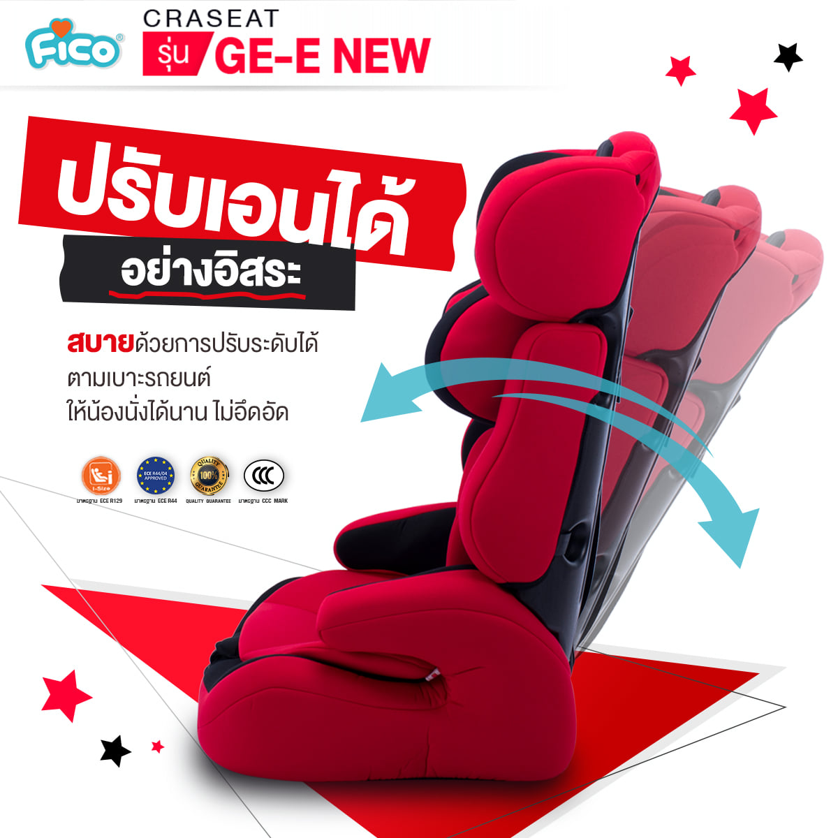 ( พร้อมส่ง )คาร์ซีท Fico รุ่น GE-E New เหมาะสำหรับเด็ก 9 เดือน -12 ปี