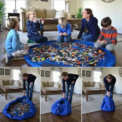 Kids Lego Play Mat For Toy Storage Bag Outdoor Large Building Blocks Blanket Portable Children Toy Organizer Bag 50 /150cm