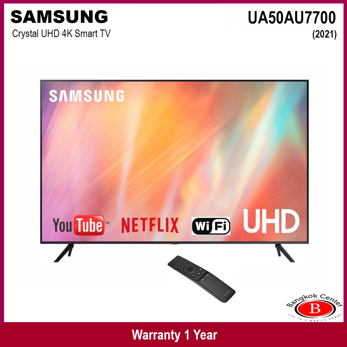 SAMSUNG Smart 4K Crystal UHD TV AU7700 50 นิ้ว รุ่น 50AU7700 (ปี2021)