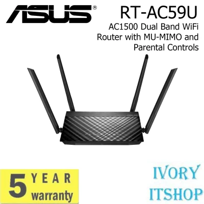 Asus RT-AC59U AC1500 Dual Band WiFi Router with MU-MIMO and Parental Controls RT AC59U/ivoryitshop