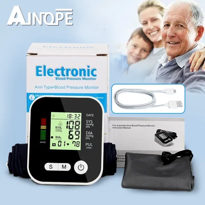 AINOPE เครื่องวัดความดัน วัดความดัน มีการรับประกันจากผู้ขาย เครื่องวัดความดันโลหิตแบบดิจิตอลแขน LCD เครื่องวัดอัตราการเต้นหัวใจ Tonometer สำหรับวัดอัตโนมัติ Digital LCD Upper Arm Blood Pressure Monitor