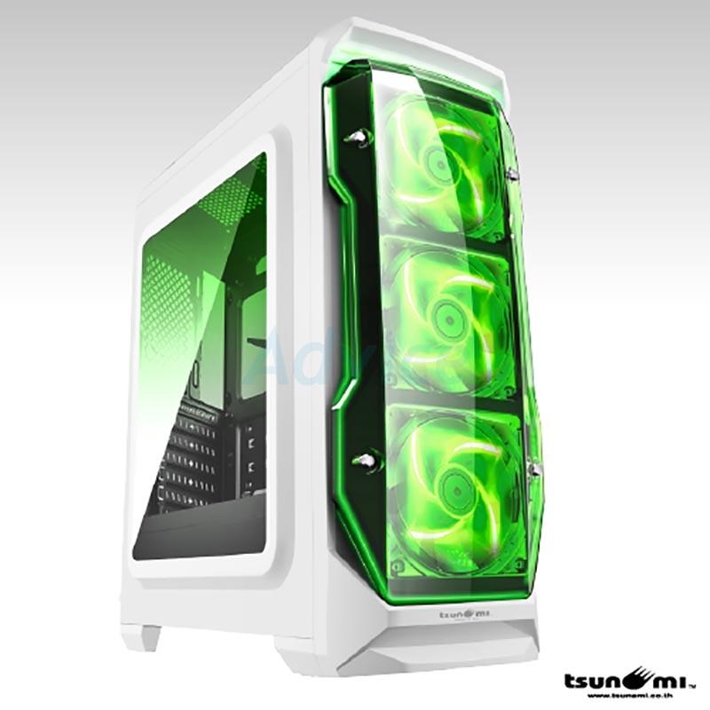 Tsunami เคสคอมพิวเตอร์ ATX Case (NP) X-Storm (White-Green)