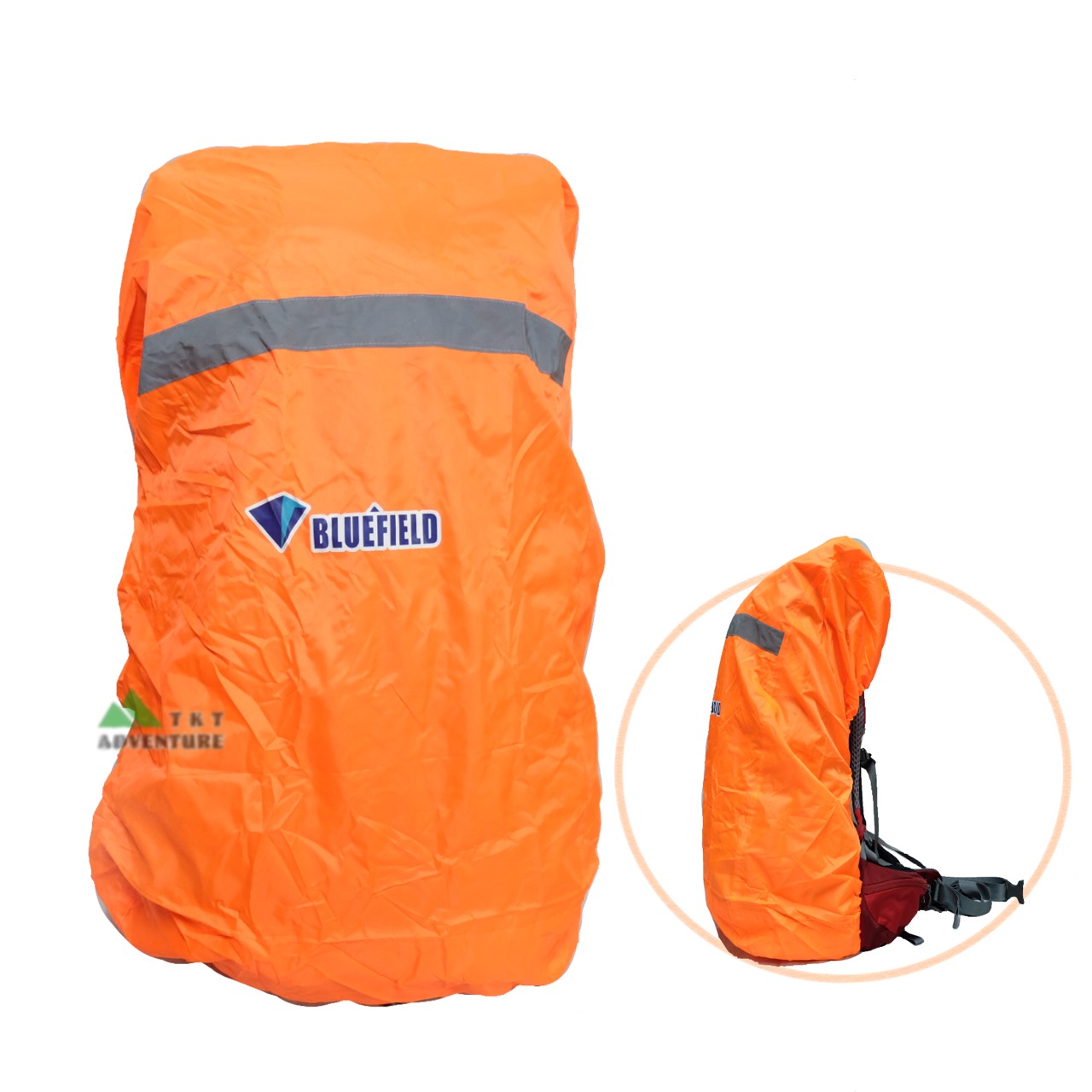 Rain Cover BLUEFIELD L 55-80 L มีแถบสะท้านแสง ผ้าคลุมเป้ ผ้าคลุมกระเป๋า เหมาะสำหรับกันฝน หรือไว้กันเป้เลอะเทอะเปรอะเปื้อนจากการว่างเป้ไว้กับพื้นดิน ช่วยเก็บสายระโยงระยางที่ติดกับเป้ใหเเรียบร้อยTKT Adventure shop ร้านที่มีทีมงานเดินป่าเยอะที่สุดในเมืองไทย