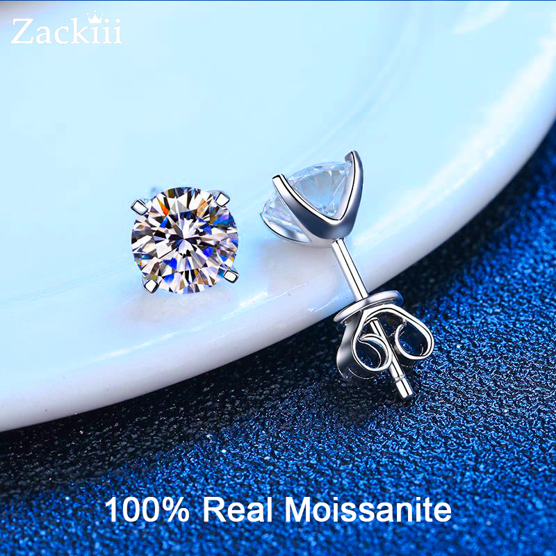 0.6ct Moissanite Stud Earrings 4mm VVS Clarity Diamond Stud Earrings For  Women Men Sterling Silver Solid Ear Studs Fine Jewelry