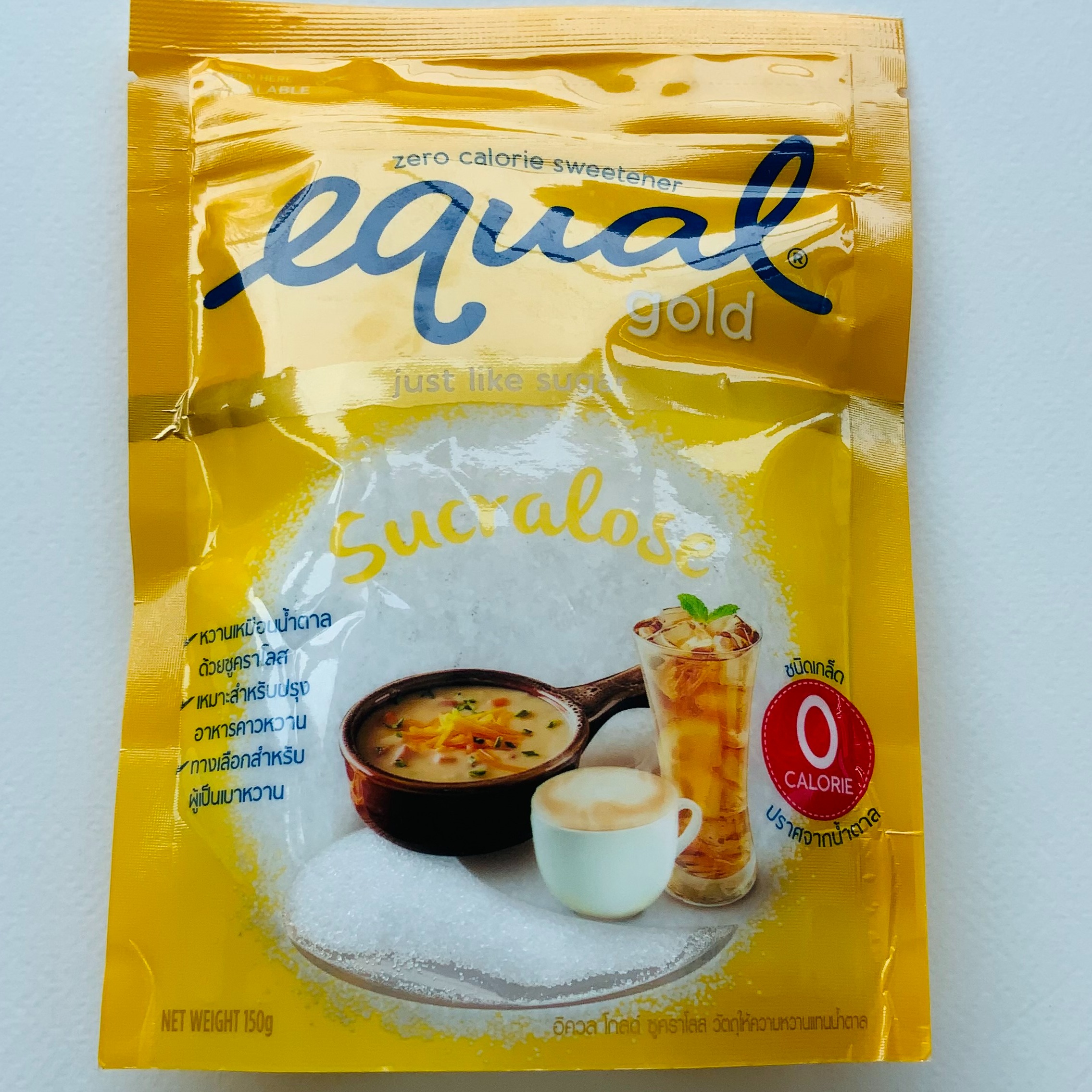 Equal Gold 150 g. อิควลโกลด์ ผลิตภัณฑ์ให้ความหวานแทนน้ำตาล  150 กรัม, 0 แคลอรี, เบาหวานทานได้, น้ำตาลเทียม, น้ำตาลสำหรับอบขนม, สารให้ความหวาน