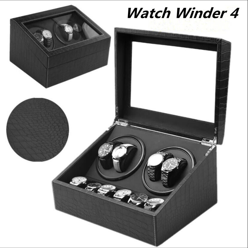 Watch Winder 4 เรือน กล่องหมุนนาฬิกา กล่องเก็บนาฬิกา ตู้เก็บนาฬิกา กล่องเก็บนาฬิกา ตู้ใส่นาฬิกา กล่องนาฬิกา auto watch box ที่เก็บนาฬิกา