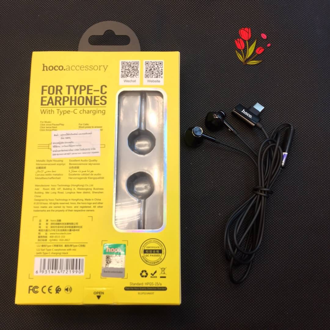 Hoco หูฟัง 2 in 1 สำหรับชาร์จมือถือ แท๊ปเล็ต ประเภท Type - C