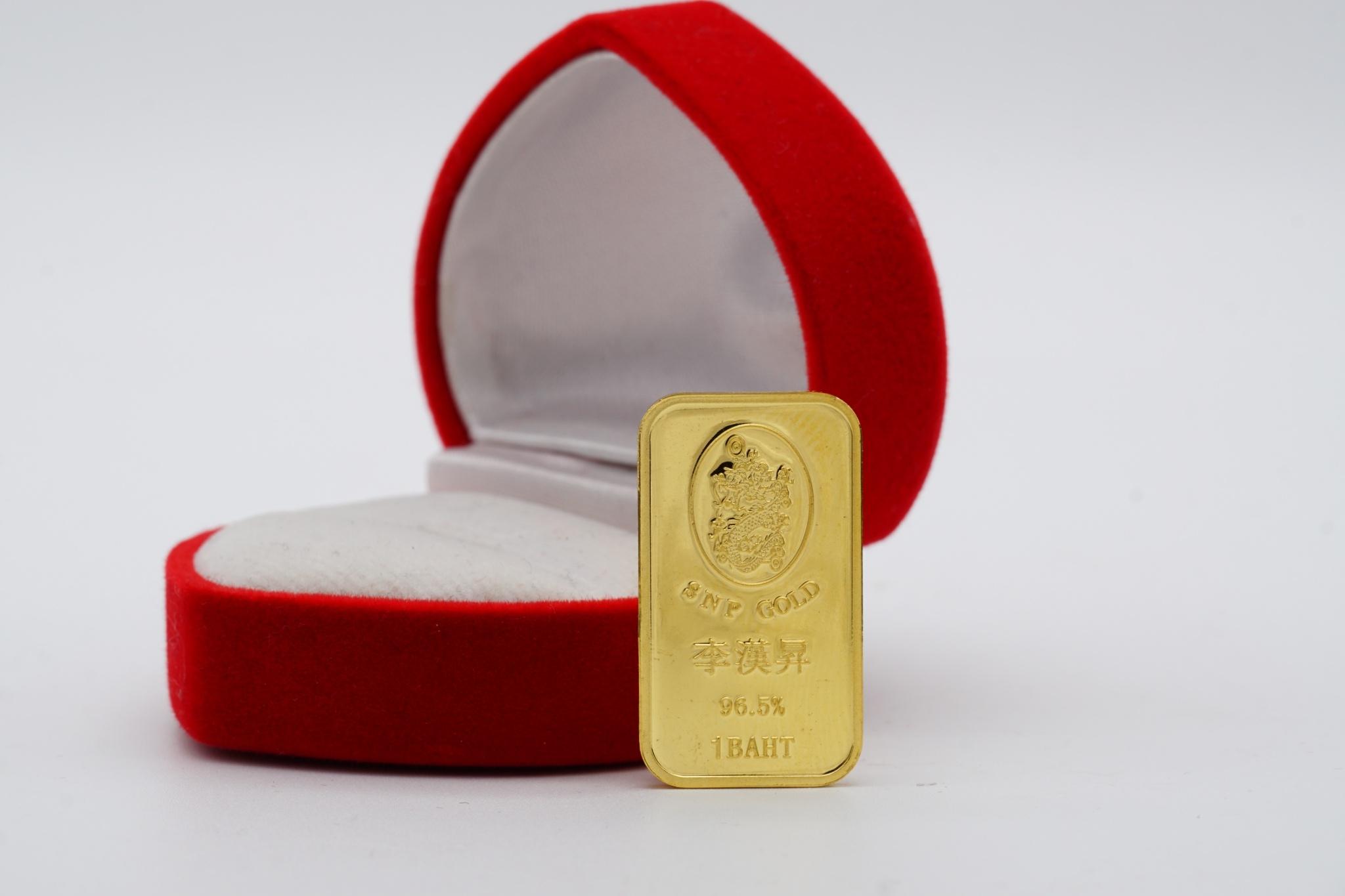 ทองคำแท่ง 96.5% น้ำหนัก 1 บาท 15.2 กรัม มีใบรับประกัน