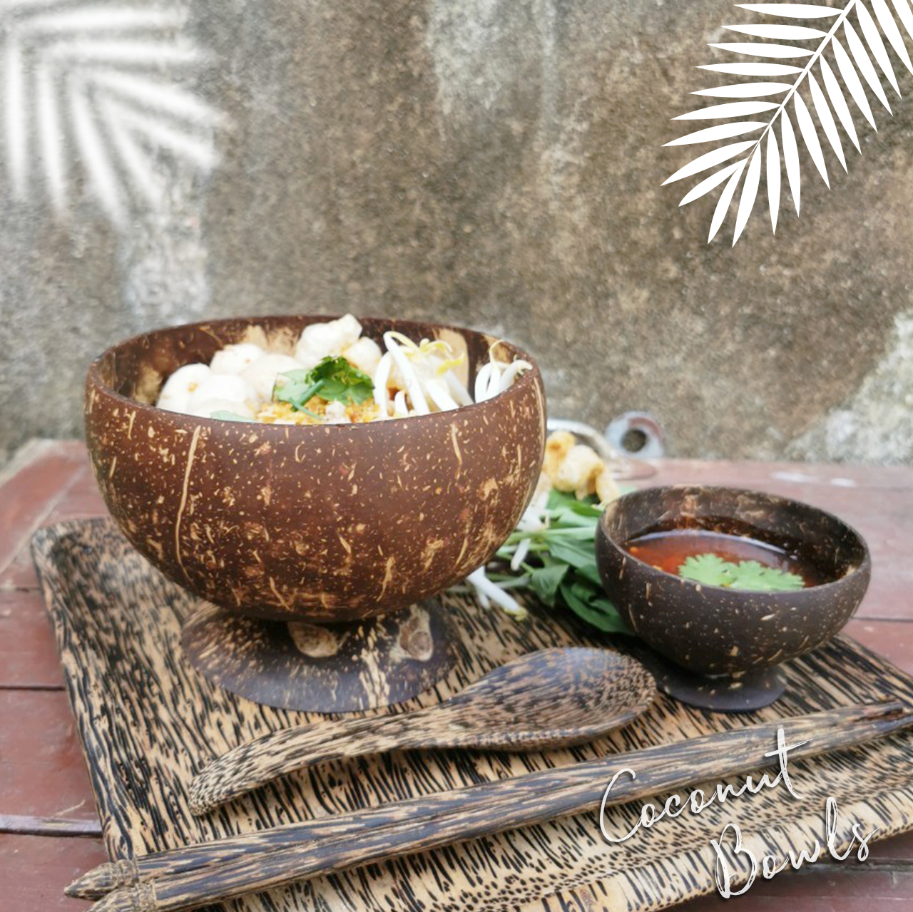 ชามกะลามะพร้าว(Size S มีฐาน) ถ้วยกะลา ก๋วยเตี๋ยวกะลา coconut bowl