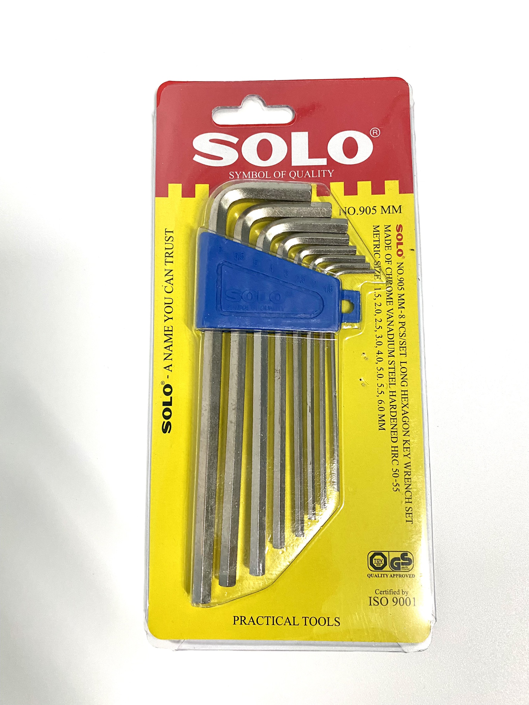 SOLO ของแท้ ประแจหกเหลี่ยม หกเหลี่ยม กุญแจหกเหลี่ยม ชุดประแจหกเหลี่ยม 8ตัว/ชุด NO.905(ยาว)