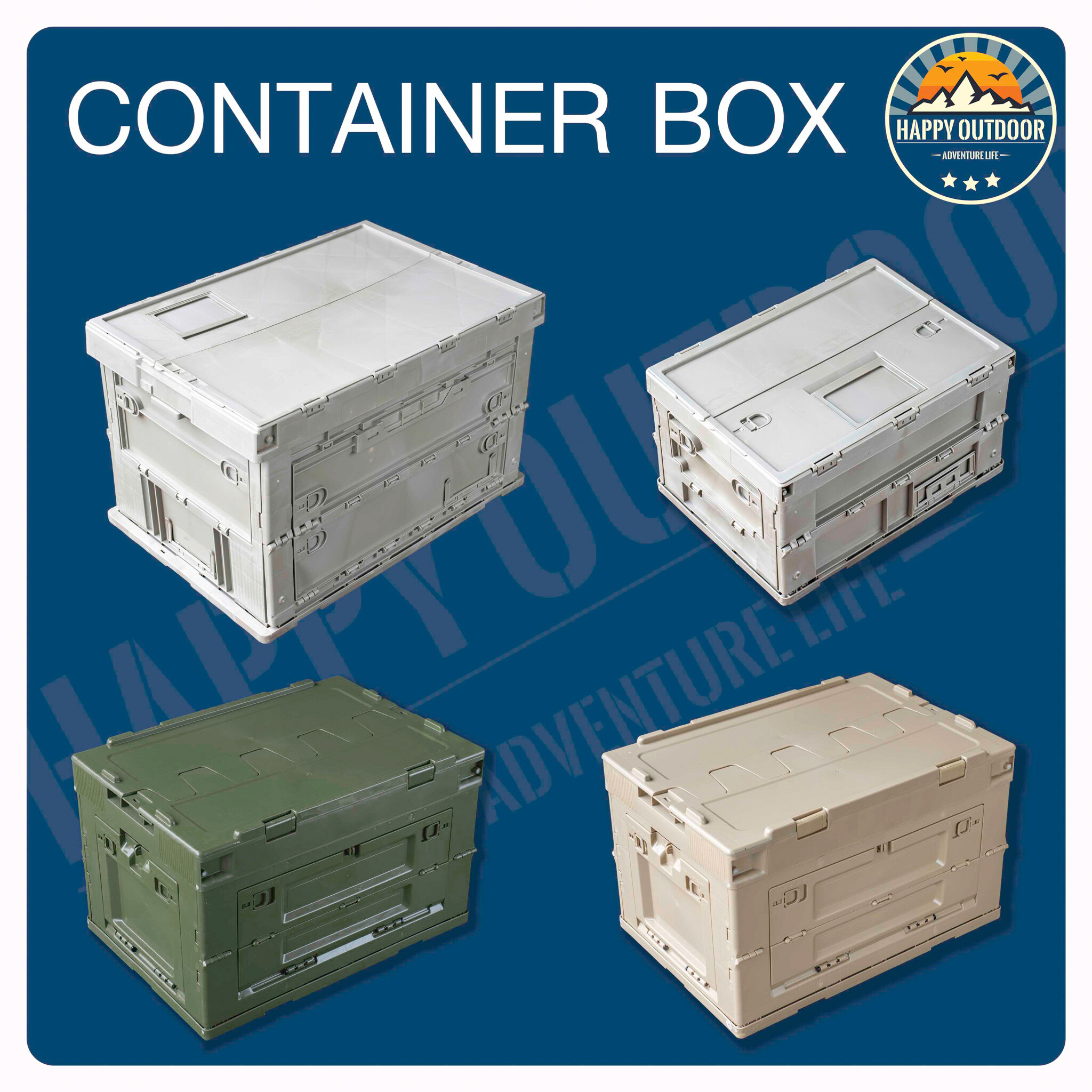 Container box กล่องเก็บของอเนกประสงค์ กล่องพับได้ กล่องเปิดข้าง กล่องแคมป์ปิ้ง สำหรับสายแคมป์ปิ้ง Folding box