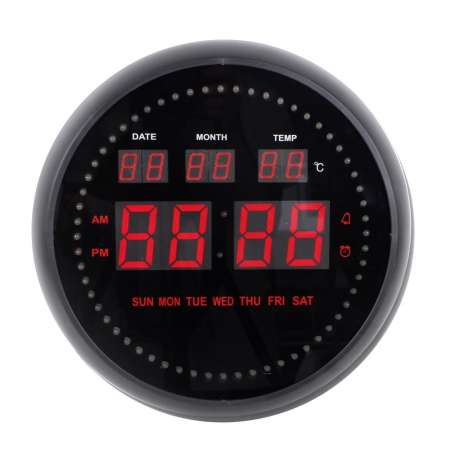 Telecorsa นาฬิกาดิจิตอล LED 10 นิ้ว ทรงกลม มีไฟแสดงบอกเวลา รุ่น RoundDigitalRed-02e-Song
