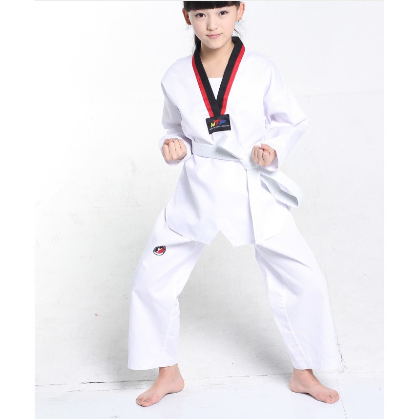 ชุดเทควันโดเด็ก สำหรับเด็กใส่ฝึกซ้อม เสื้อ-กางเกงขาว รุ่น 320