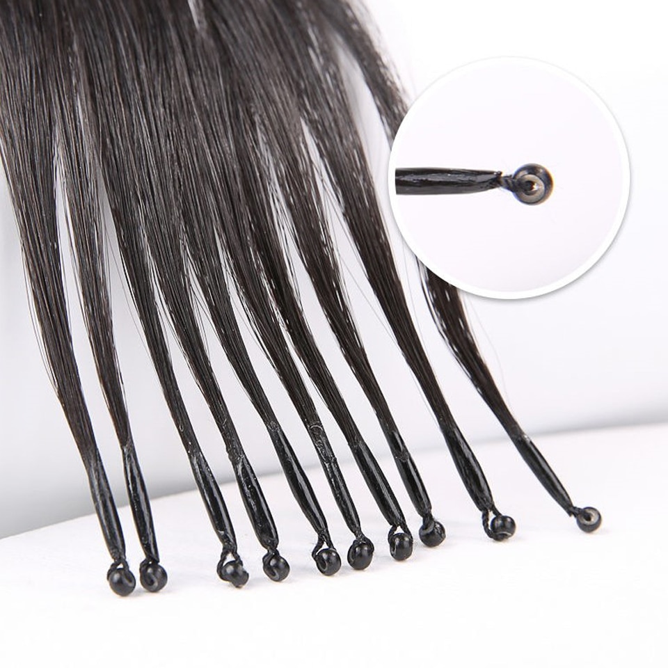 Queen Hair Products 8D Silicone Nano Ring 100% Human Hair Micro Links Micro  beads Hair extension Invisible Mini Silicon Beads Easy to Install