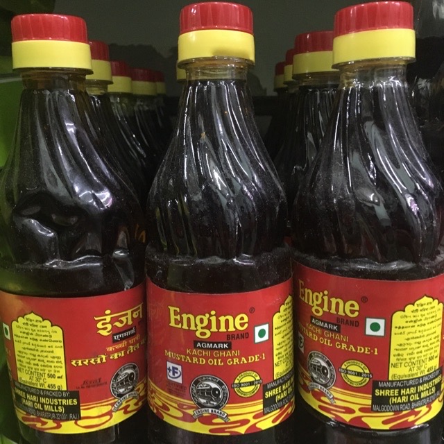 แท้ Engine น้ำมันมัสตาร์ด  Pure Mustard Oil นำเข้าจากอินเดีย น้ำมัน เพื่อสุขภาพ ทนความร้อนสูง 500ml.