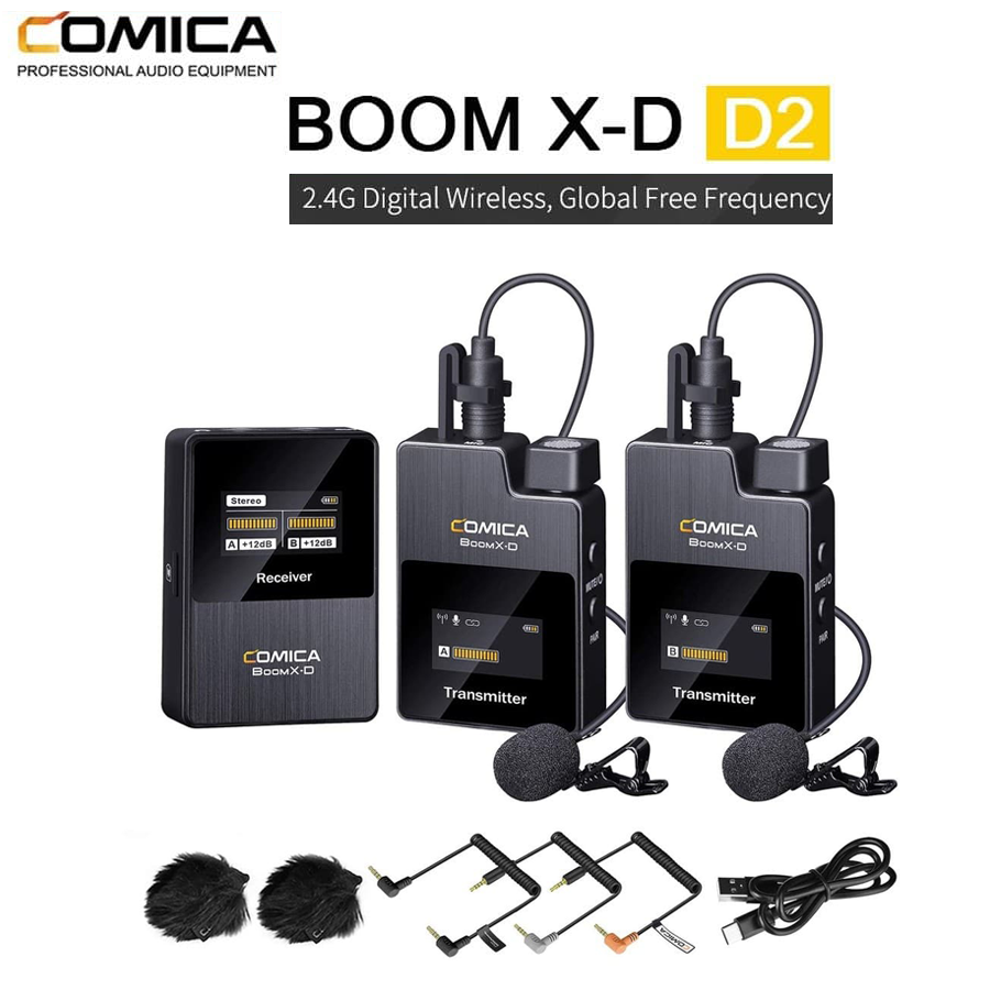 Comica BoomX-D Wireless Microphone 2.4GHz ไมโครโฟนไร้สาย ใช้งานได้ทั้งมือถือและกล้อง มีหน้าจอโชว์สถานะ