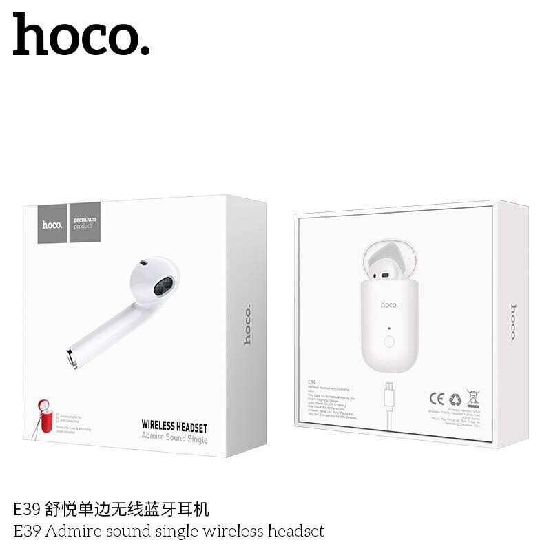 Hoco E39. Single Wireless Headset หูฟังบลูทูธรูปทรง Airpod แบบข้างเดียว(แท้100%)