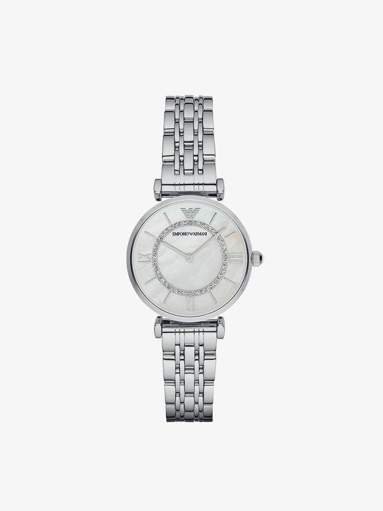 Emporio Armani นาฬิกาข้อมือผู้หญิง Classic Mother of Pearl Dial Silver  รุ่น AR1908