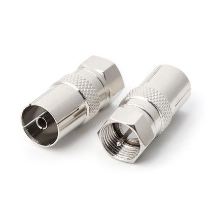 เงิน F ตัวเชื่อมต่อชายกับทีวีปลั๊กอะแดปเตอร์ RF Coaxial Coaxial แปลง 1ชิ้น