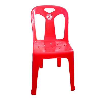 เก้าอี้พลาสติกมีพนักพิง สีแดง No.7002 39x40.5x81 ซม.