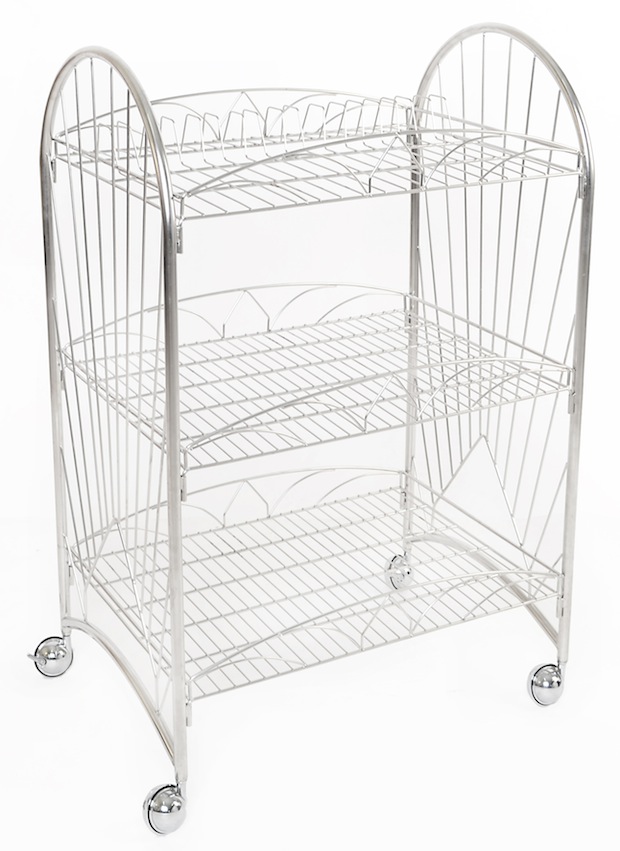 Q Lineชั้นลวดลายดอกไม้ 3 ชั้นมีล้อ+ที่วางจาน ST408/2 Lazada.co.th