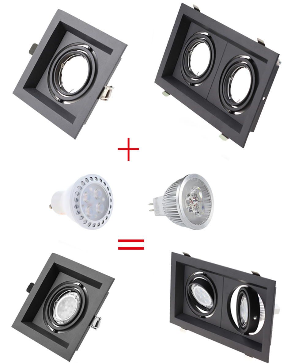 Square Embedded Halogen Bulb Light Fittings Holder Led MR16 GU10 ...