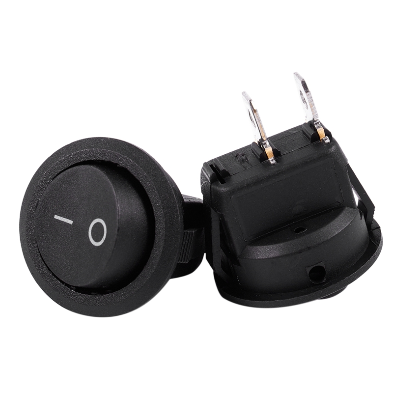 5Pcs SPST Black Button On/Off Round Rocker Switch AC 6A/250V 10A/125V