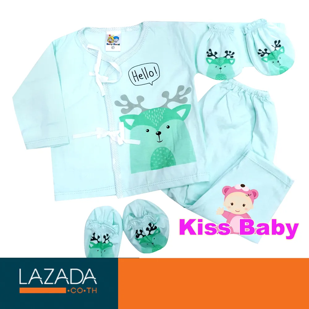 KISSBABY ชุดเซ็ต เสื้อผ้าเด็กแรกเกิด พร้อมถุงมือ ถุงเท้า สำหรับเด็กแรกเกิด - 6 เดือน ชุดแขนยาว กางเกงขายาว