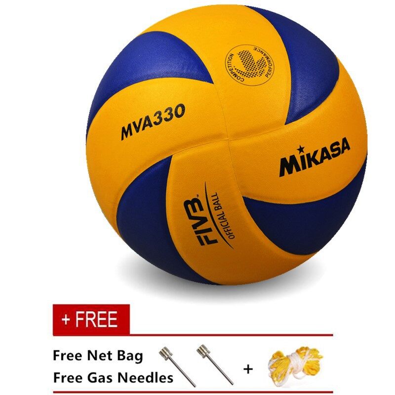 MIKASA วอลเลย์บอล Volleyball MKS PU MVA330 FIVB แถมฟรี ตาข่ายใส่ลูกวอลเลย์บอล + เข็มสูบสูบลม