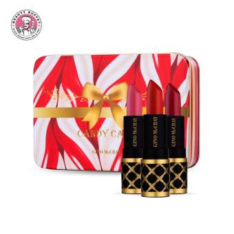 GINO MCCRAY CANDY CANE MINI LIPSTICK SET จีโน่ แม็คเครย์ แคนดี้ เคน มินิ ลิปสติก เซ็ท (1 กล่อง มี 3 แท่ง 3 สี )