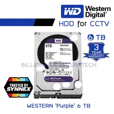 WD Purple 6TB 3.5 Harddisk for CCTV - WD60PURZ (สีม่วง) (by SYNNEX) BY BILLIONAIRE SECURETECH