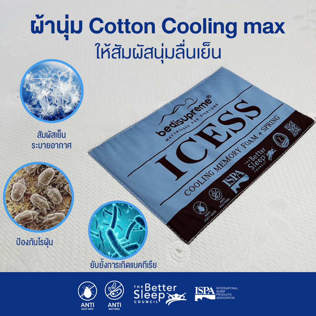 Bedisupreme ที่นอนสปริง COOLING MEMORY FOAM (NASA TECH) ให้สัมผัสการนอน