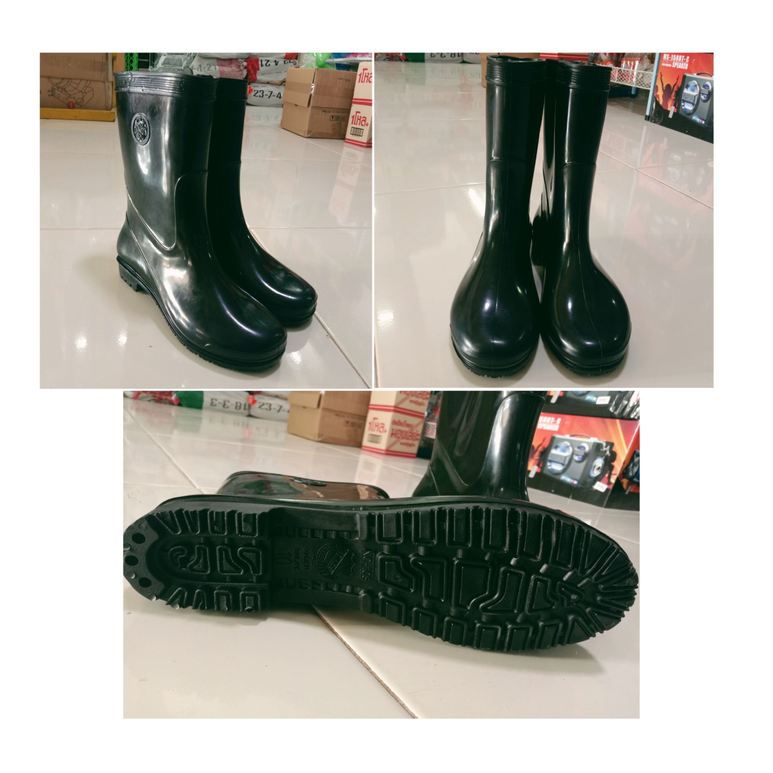 Dinos รองเท้าบูทกันน้ำ ( สีดำ ) ไดโนส No-103 รองเท้าบูท PVC ของแท้ อย่างดี